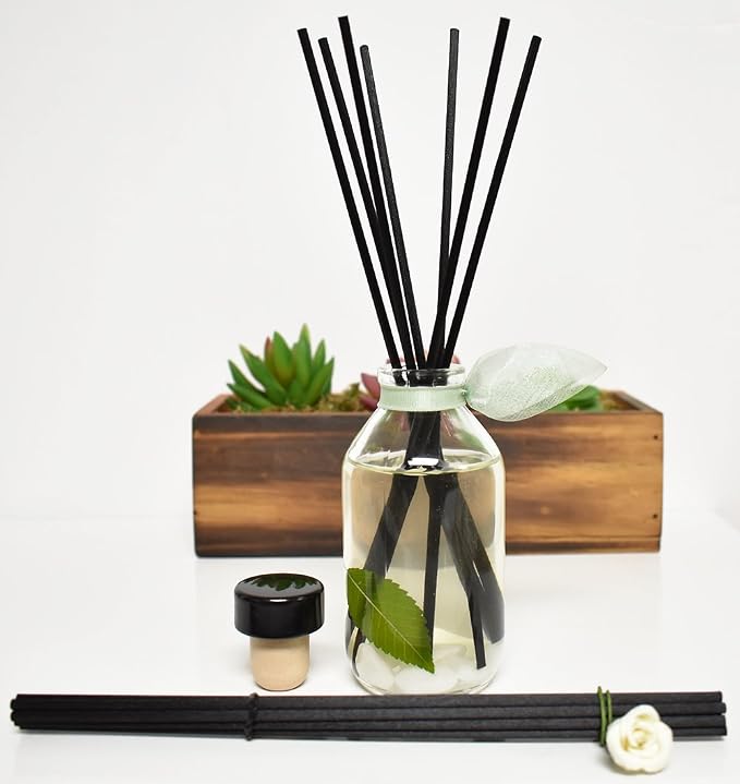 Reed Diffuser Set - Zen White Tea & Ginger Scented Diffuser with Sticks | Home Fragrance Reed Diffuser for Bedroom, Bathroom Shelf Décor, Real Botanicals in the Bottle - Made in the USA