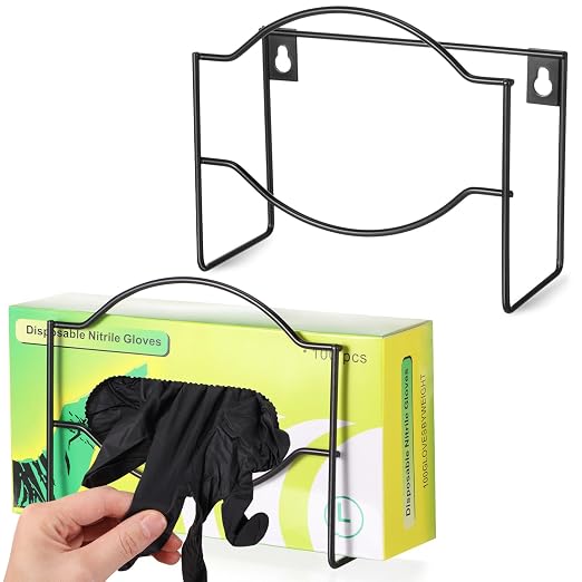 Spiareal 2 Pcs Metal Glove Box Dispenser Holder Wall Mount Disposable Glove Dispenser Rubber Mitten Facial Tissue Holder for Food Service,Healthcare,Hospital,Lab(Black)