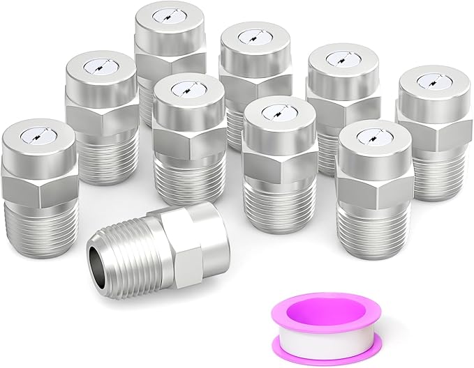 MEANLIN 30 Degree Surface Cleaner Tips, 1/4 Inch NPT Male, 2.5 Orifice, 4000 PSI Threaded Spray Nozzles, Replacement for Water Gun, Water Broom and Surface Cleaner (10-Pack)
