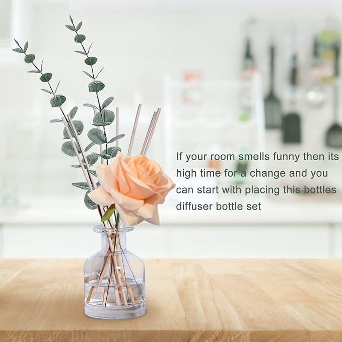 HOSSIAN 150ml/50oz 3PCS Reed Diffuser Bottles,Fragrance Diffuser Empty Bottle with 28pcs Reed Sticks for Home Fragrance Accessories and Women Gift Room,Home,Bathroom Decor (Clear)