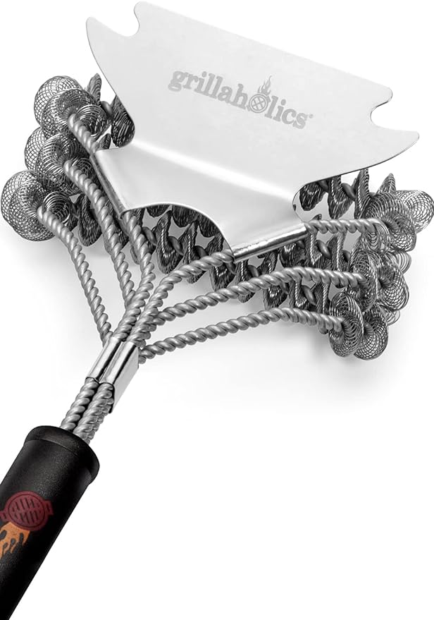 Grill Brush for Outdoor Grill - Safe Bristle Free BBQ Brush with Built-in Scraper – The Perfect Grilling Accessory for Cleaner Grilling | Safe Grill Cleaner | No Bristles | Easily Cleans Between the Grates