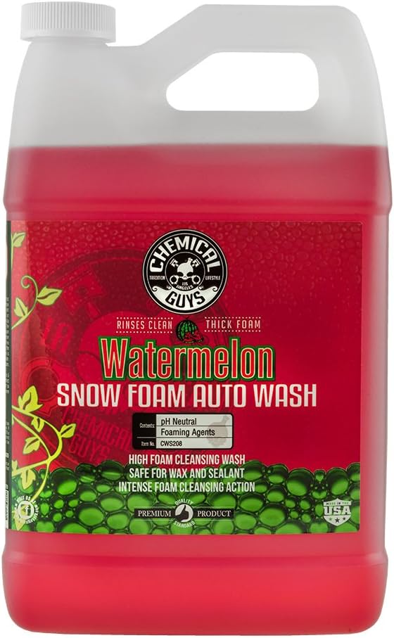 Chemical Guys, Watermelon Snow Foam Car Wash Soap, Foam Cannon, 1 Gallon | High-foaming pH-balanced suds for cannons, guns or buckets, gentle on wax and coatings, fresh watermelon scent