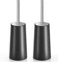 Toilet Brush and Holder, 2 Pack Toilet Brush with 304 Stainless Steel Long Handle, Toilet Bowl Brush for Bathroom Toilet-Ergonomic, Elegant,Durable (Black)