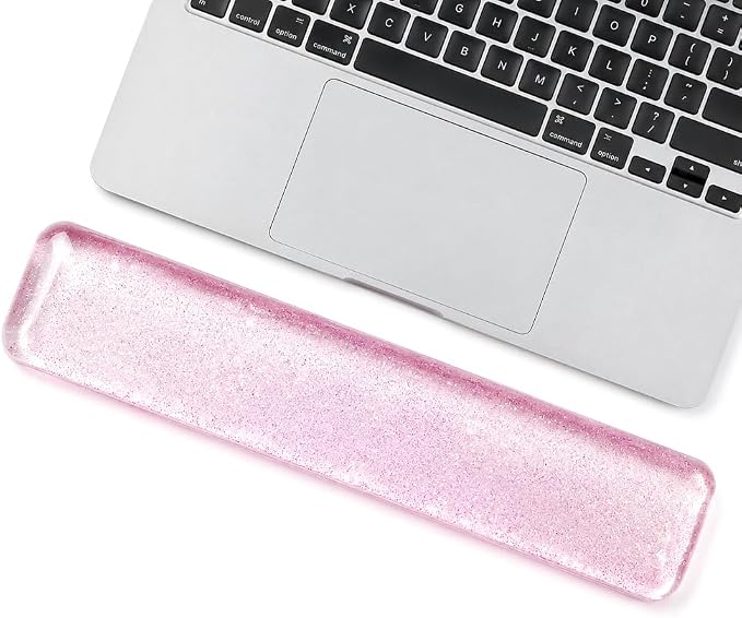 Wrist Rest Pad Comfortable Silicone Cushion Bling Bling | Typing Hand Pain Relief Support Keyboard Pad with Gel-filled Magic Keyboard Other Keyboards Office & Home (Bright Pink)