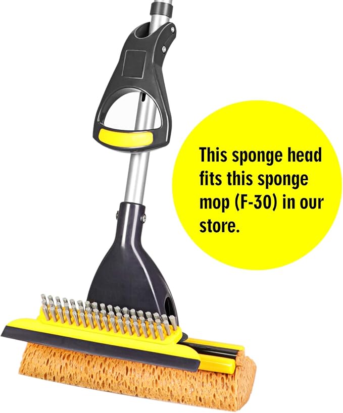 Yocada Sponge Mop Replacement Refill Head, 2 PCS | Home Commercial Use Tile Floor Bathroom Garage Cleaning Easily Dry Wringing