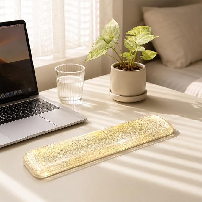 Wrist Rest Pad Comfortable Silicone Cushion Bling Bling | Typing Hand Pain Relief Support Keyboard Pad with Gel-filled Magic Keyboard Other Keyboards Office & Home (Bright Yellow)