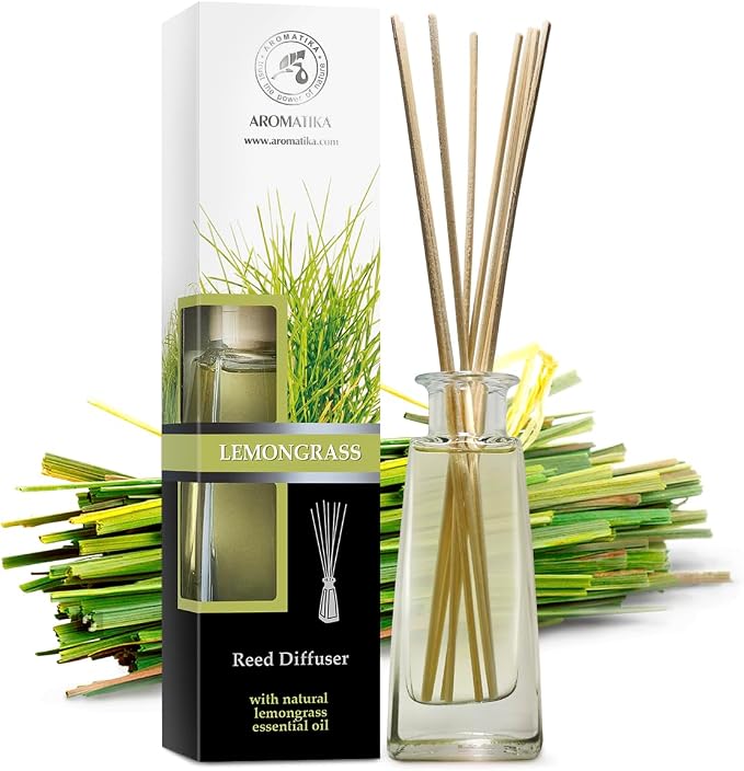 Lemongrass Oil Diffuser - Scented Reed Diffuser - Alcohol Free - Gift Set - Best for Aromatherapy - Room Air Freshener