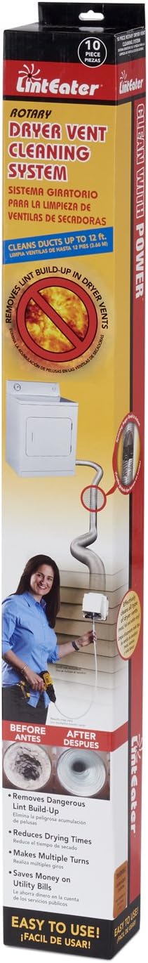 Gardus RLE30 LintEater Rotary Dryer Vent Cleaning System, Removes Lint, Extends Up to 30’