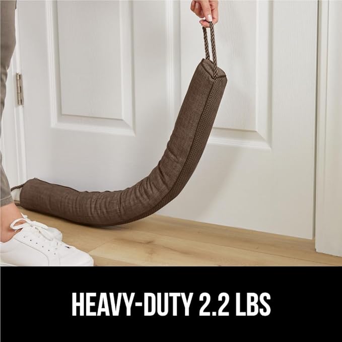 GORILLA GRIP Door Draft Stopper for Bottom of Doors, Weather Stripping Seal Blocks Hot Air, Noise, Bugs, Keeps Cold AC in, Sound Proofing Easy Install Gap Filler, Home Essentials, 32 Inch, Brown