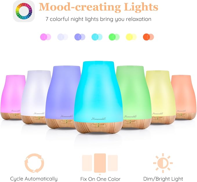 Homeweeks Essential Oil Diffuser for Room 100 ML 1 Pack | Aromatherapy Scent Diffuser Adjustable Mist Mode, Cool Mist, Auto Off Ultrasonic Aroma Fragrance Diffuser for Bedroom Office