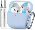 for AirPods 4 Case 2024 with Cleaner Kit & Keychain-Magnetic Azure | Silicone Protective Cover for Apple AirPods 4th Generation Case,for Women Men,One-Piece Design,Shockproof,Dust Proof,Magnetic