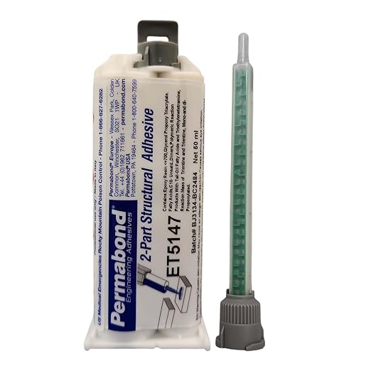 Permabond ET5147 Food Grade Epoxy Adhesive, Two-Part Bonding Kit, 40-60 Min Set Time, Off White (Full Dispensing Kit, 50ML)