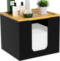 VITVITI Disposable Face Towel Holder for Clean Skin Club, Acrylic Box Black | 50 XL Face Towels Holder Container, Facial Towel Storage with Bamboo Lid, for Bathroom, Vanity Makeup
