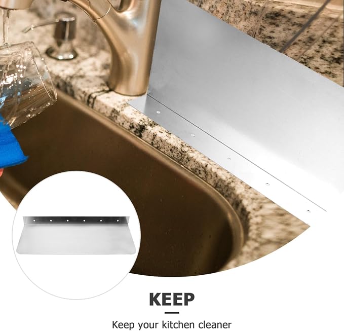 2PCS Sink Splashback Kitchen Sink Splash Guard Sink Water Splash Guard, kitchen sink backsplash guard Stainless Steel Splash Board Kitchen Sink Splashing-proof Guard Waterproof (15 x 6 Inch)