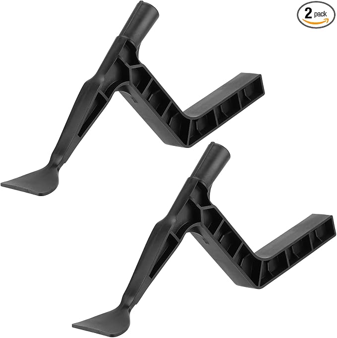 HOZEON 2 Pack Gutter Tool, Gutter Cleaning Spoon and Scoop with Unique Shaped Hook, Threaded Design Roof Gutter Cleaning Tool Cleaning Shovel for Ditch, Skylights, Garden, Sewer, Black