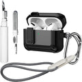 [4 in 1] Lock Case Compatible with AirPods Pro 3 with Keychain | Military Grade Armor Shockproof Rugged Shell Protective Cover for Women Men with Lanyard and Cleaning Pen Kit