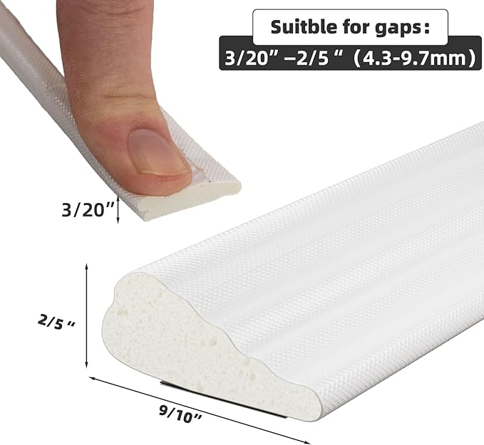 16.4 Ft Weather Stripping Seal Strip for Doors/Windows,Soundproofing Window Insulation Draft Stopper for Winter, Selfadhesive Foam Weather Strip for Door Frame,Door Gap Filler Noise Blocker(White)
