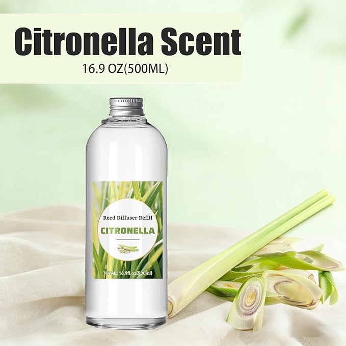 STRN Citronella Reed Diffuser Oil Refill, Scented Diffuser with Stick 200ML | Summer Long-Lasting Fragrance for Living Room, Bedroom, Office, Home Décor