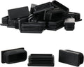 Furnigear Plastic Plugs Tubing End Cap Chair End Caps Outside Bottom Tubing Caps Rectangle Furniture Sliders Glides Black (24, Fit 1.37-1.5 x 0.78-0.9" Rectangle Tube Inner Size)