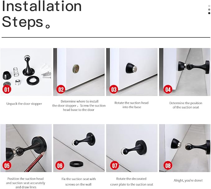 YAGU Door Stopper 6 Pack Magnetic Door Stops, Zinc Alloy Brushed Bronze Door Catch Door Holder Wall Floor Mounted, Metal Soft-Catch