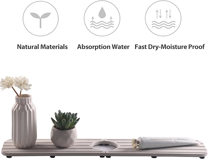 NiuYichee Faucet Mat for Kitchen Sink – Diatomite Stone Drying Mat, Absorbing Stone Tray for Bathroom Counter (Pale Gray, 19.6" x 3.9")