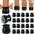 BUMACO Chair Leg Floor Protectors Chair Leg Protectors for Hardwood Floors Silicone Pads Covers to Protect Floors (Black-20 Pcs, Universal L (1-5/16"~2")