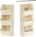 Hanging Closet Organizers and Storage for Kids Room Organization, 3 Tiers | Hanging Closet Shelves for Underwear Swimsuit Storage, Hanging RV Closet Organizers and Storage Camper Closet Organizer Beige