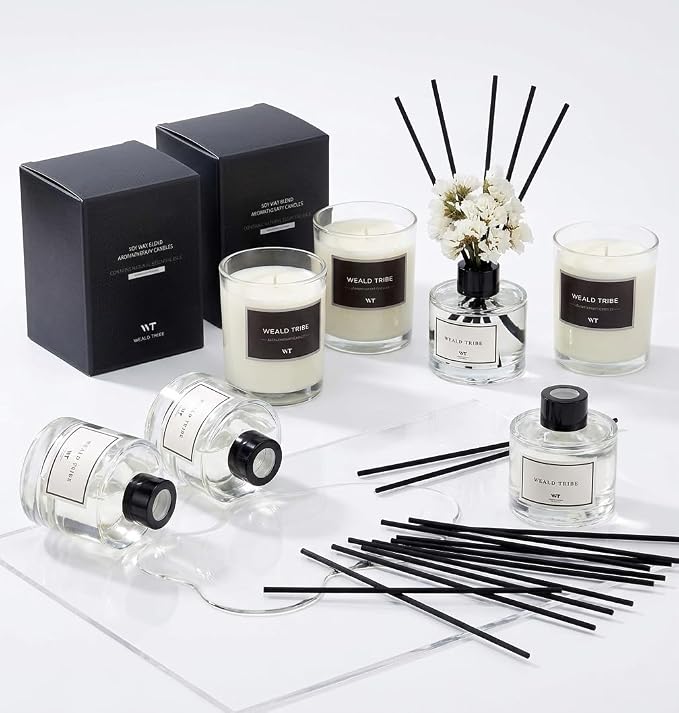 Real Flower Reed Diffuser Set of 3 for Bathroom Shelf Decor, Cashmere & Vanilla, Lemongrass, Eucalyptus & Mint Scent Sticks Defusers with Essential Oils | Home Fragrance(1.7 fl oz/Pack)