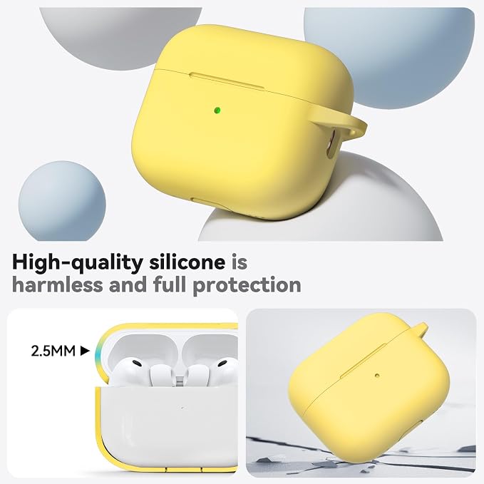 Ljusmicker for AirPods Pro 3 Case 2025 with Cleaner Kit,Yellow | Soft Silicone Protective Cover for Apple AirPod Pro 3rd Generation Case with Keychain for Women Men,Shockproof