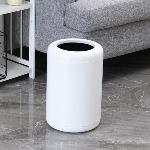 White Bathroom Trash can,10L/2.6GAL, Open Top Wastebasket Bin,Garbage Can for Bathroom,Living Room,Office,Kitchen,Bedroom,Hotel (White)