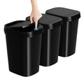 3 Pack Bathroom Small Trash Can with Lid, 2.6 Gallon Slim Garbage Bin with Pop-Up Lid, 10L Plastic Wastebasket for Bedroom, Office, Kitchen, Toilet (Black)