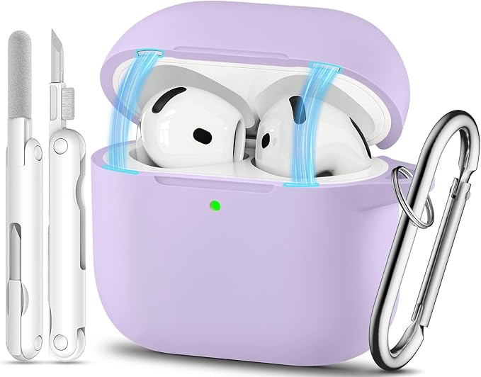 for AirPods 4 Case with Magnetic Cover, TNSNK Silicone AirPod 4 Case Cover Compatible with Apple Airpods 4th Gen 2024, Shockproof Protective Cases for Women Girly with Cleaner Kit and Keychain
