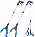 Grabber Reacher Tool - 32” Extra Long Foldable Gripper and Reaching Tool - Heavy Duty Pick Up Stick Grabbers for Seniors, Trash, Surgery Recovery Must Haves Gifts (Blue-2pc)