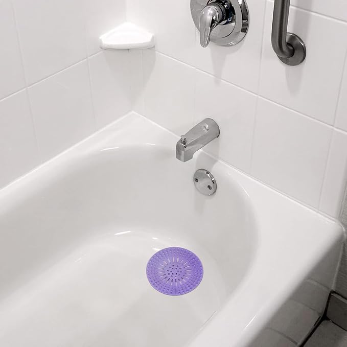 Gotega 5 Pack Drain Hair Catcher for Bathroom Tub Shower and Sink | Shower drain covers protector, flexible TPR material, multiple colors, hair trap garbage disposal parts, easy to clean