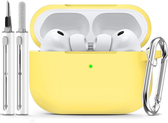 Ljusmicker for AirPods Pro 3 Case 2025 with Cleaner Kit,Yellow | Soft Silicone Protective Cover for Apple AirPod Pro 3rd Generation Case with Keychain for Women Men,Shockproof