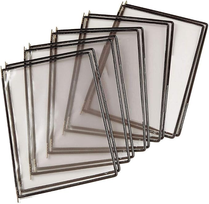 Tarifold Pivoting Pockets for Wall & Desk Systems, Black, 10 Pack | Letter-size display pockets, anti-glare finish, wire-reinforced frame, 20-sheet capacity, made in France, no tabs