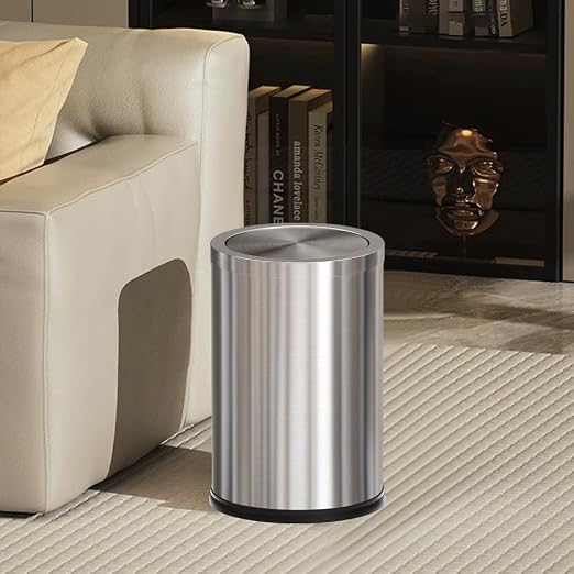 18L Stainless Steel Bathroom Trash Can, Silver