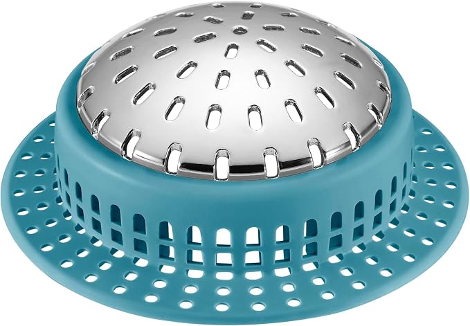 Aluvor Bathtub Drain Hair Catcher Shower Drain Cover Sink Drain Protector | Bathroom Sink & Bathtub Drain Strainer for Pop-Up & Regular Drains, sky blue