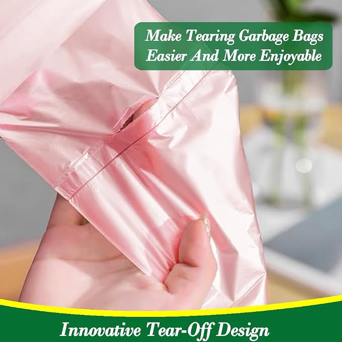 Hommaly 1.2 Gallon 240 pcs Small Pink Trash Bags, Strong Garbage Bags, Bathroom Trash Can Bin Liners Unscented, Mini Plastic Bags for Office, Waste Basket Liner, Fit 4.5,5,6 Liters, 0.5,0.8,1,1.2 Gal