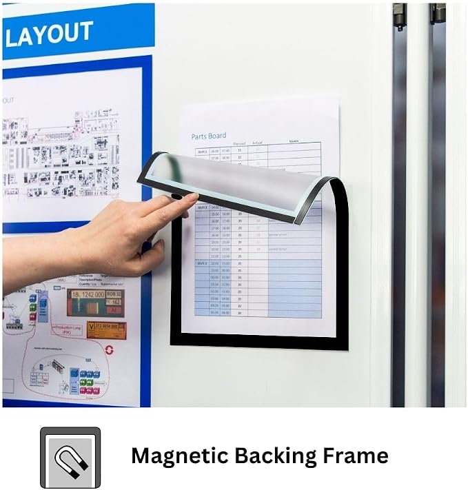 Tarifold Magnetic Board Display Frames, A3 Size, Black, 25 Pack | 25 magnetic anti-glare frames hold A3 documents, black border, portrait or landscape, quick document changes