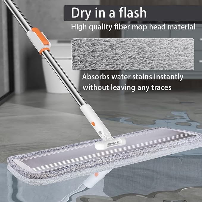 32 Inch Commercial Flat Microfiber Mop Pads Refill 6 Pack | Reusable Flat Pads Fit 32IN Mop Wet Dry Washable Durable Compatible with Most Flat Mops with Hook-and-loop Fasteners