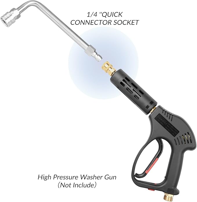 Pressure Washer Gutter Rod, 7 inch 90 Degree Curved Angled Stainless Steel lance, Pressure Washer Gutter Cleaner Attachment with 1/4 Inch Quick Connect