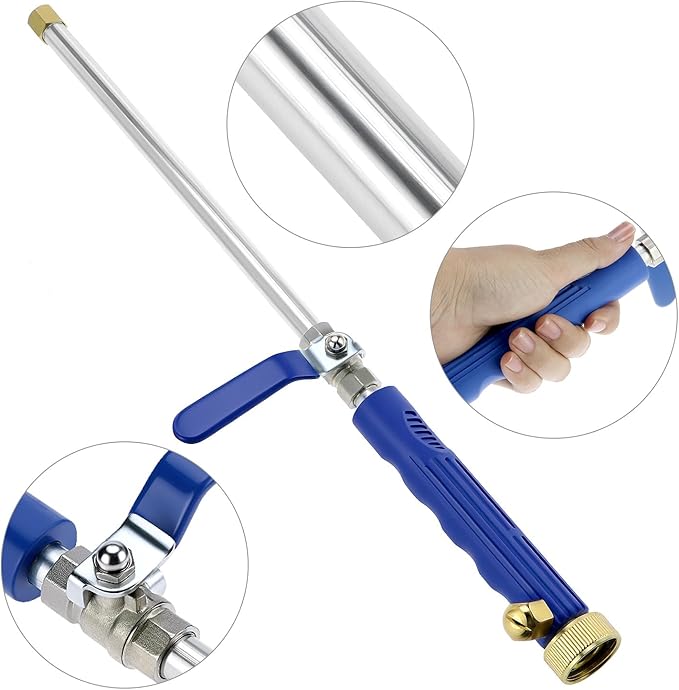 QWORK High Pressure Power Washer Wand, Water Hose Nozzle with 2 Spray Tips, Adjustable Watering Sprayer Cleaning Tool
