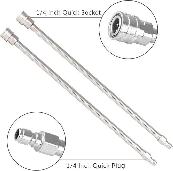 Pressure Washer Extension Wand, 17 Inch Stainless Steel Power Washer Lance, 1/4 Inch Quick Connect Power Washer Extension Wand, 2 Pack