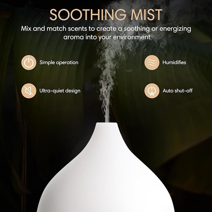 SALKING Essential Oil Diffuser for Home, 100ml Small Aromatherapy Diffuser | Ultrasonic Diffusers for Essential Oils, Warm White Lights, Cool Mist Humidifier with Auto Shut-Off, for Bedroom, Office