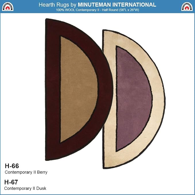Minuteman International Contemporary II Berry Wool Hearth Rug, Half Round