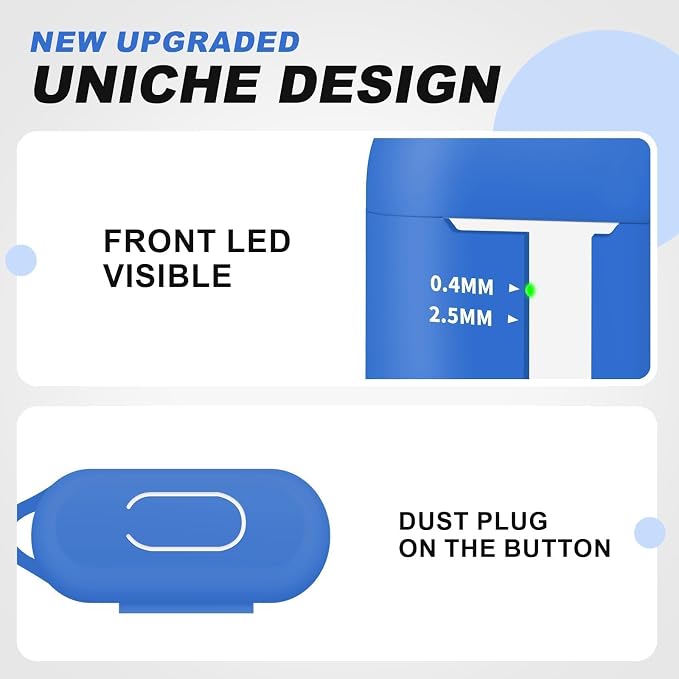 for AirPods Case Cover, Come with Clean Pen，Soft Silicone Protective Cover for Women Men Compatible with Apple AirPods 2nd 1st Generation Charging Case, Front LED Visible,Blue