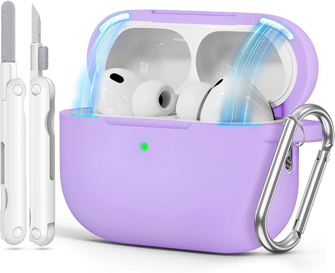 for AirPods Pro 3 Case 2025,Come with Cleaner Kit,Magnetic Purple | Silicone Protective Cover for Airpod Pro 3rd Generation Case with Keychain,for Women Men,One-Piece Design,Shockproof,Magnetic
