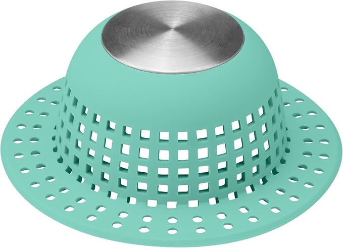 Aluvor Shower Drain Hair Catcher Bathtub Drain Cover Sink Drain Protector | Bathroom Sink & Bathtub Drain Strainer for Pop-Up & Regular Drains, Silver Aqua