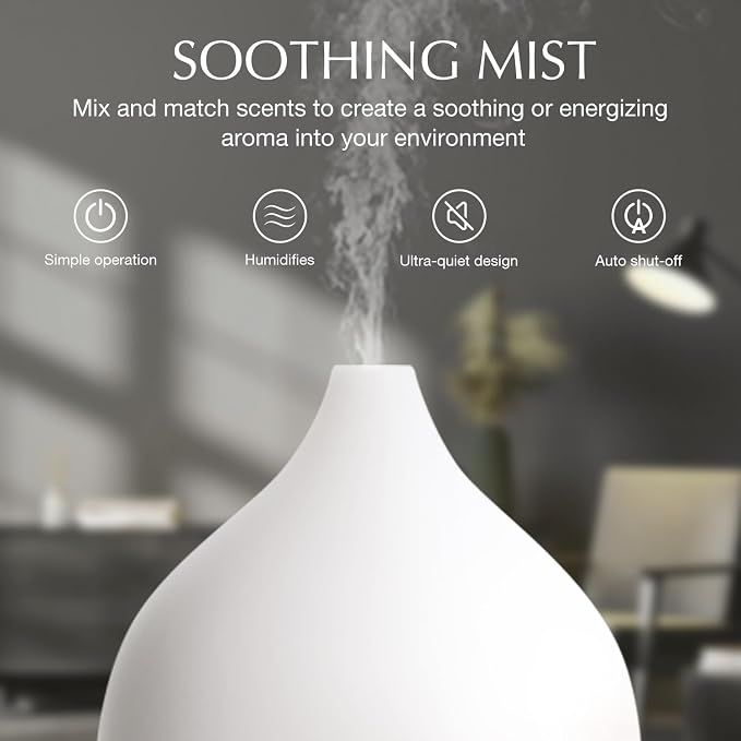 SALKING Essential Oil Diffuser, 100ml Small Aromatherapy Diffuser for Essential Oils, Auto Shut-Off Ultrasonic Diffusers, Cool Mist Humidifier with Warm White Lights, for Office Home (Dark)